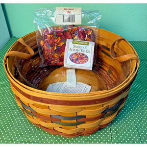 NEW Longaberger 1995 Shades Of Autumn Basket Of Plenty Tie-on Liner Protector